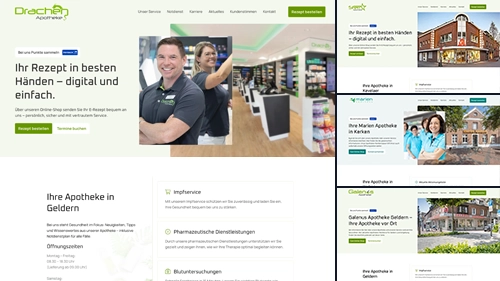 Screenshot der Drachen Apotheke, Galenus Apotheke, Marien Apotheke und Stern Apotheke Homepage