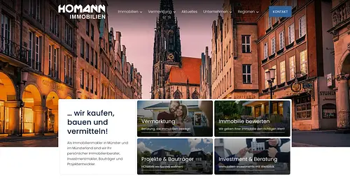 Screenshot der HOMANN IMMOBILIEN Münster GmbH Homepage