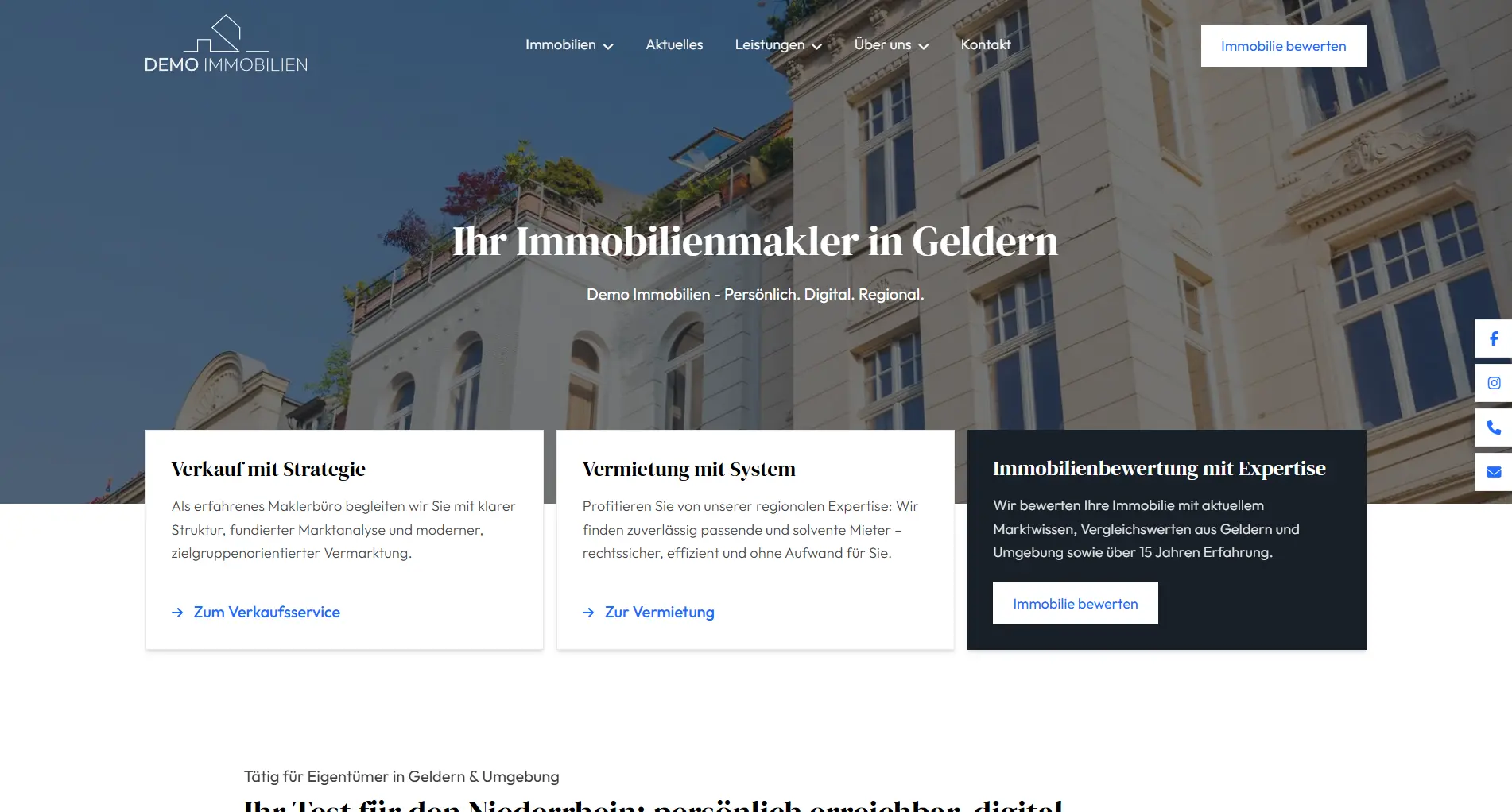 Musterwebsite für Immobilienmakler von screenwork