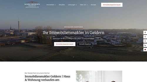 Screenshot der Beerden Immobilien Homepage