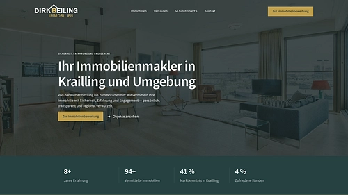 Screenshot der Beiling Immobilien Homepage