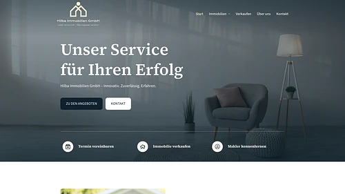 Screenshot der Hilba Immobilien GmbH Homepage