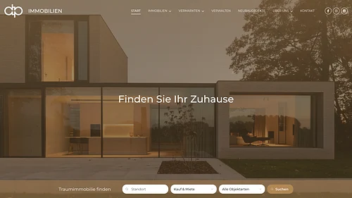 Screenshot der D+P Immobilien GmbH Homepage