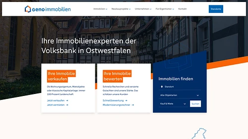 Screenshot der Geno Immobilien GmbH Homepage
