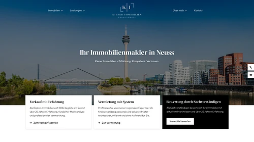Screenshot der Kiener Immobilien Homepage