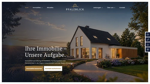 Screenshot der Pfalzblick Immobilien GmbH Homepage