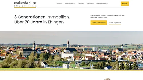 Screenshot der Rothenbacher – Immobilien Homepage