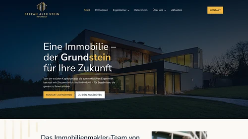 Screenshot der Immobilien Stefan Alex Stein Homepage